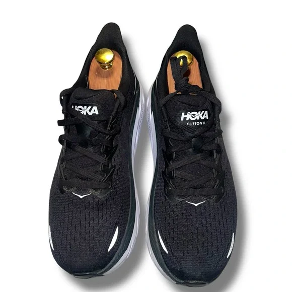 Hoka One One Clifton 8 Running Shoes Women's Size 7.5 B Black White - Picture 5 of 12
